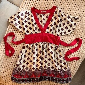 Red & Ivory Satin Dress